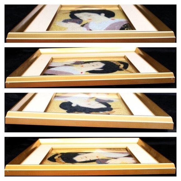 Japanese Geisha Beaded Print Picture Matted Framed Glass Shimmers Japan 19 x 16" - Picture 10 of 10